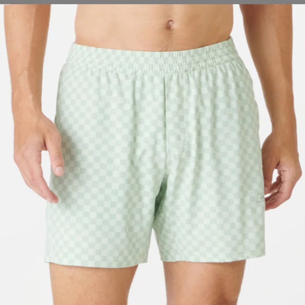 Legends Men's  Bishop Linerless 7” Athletic Shorts - Dusty Sage Green Checkers